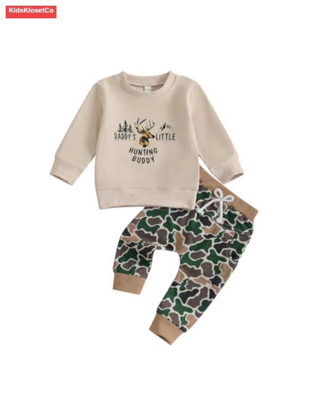 Toddler Boy Hunting Clothes Retro Duck Sweatshirt Camo Pants Set